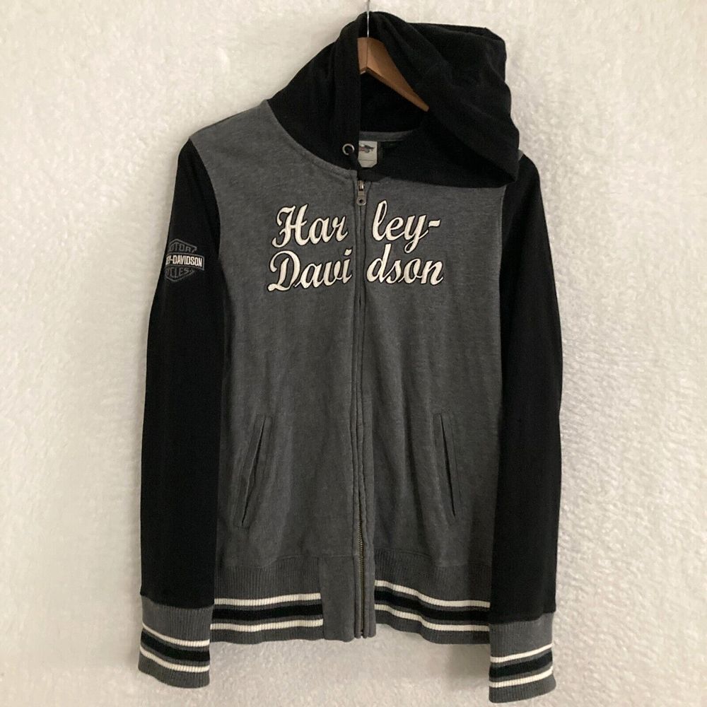 Harley Davidson Varsity Sweater XL Full Zip Hooded Embroidered Biker
